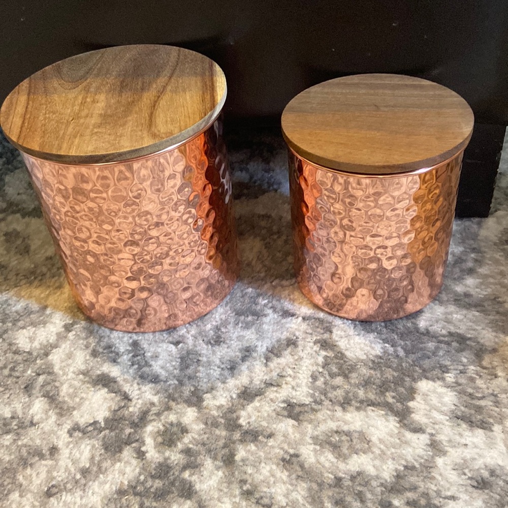 Uncommon James hammered copper canister set